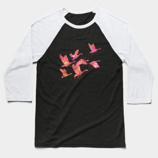 Geese Birds Forest Wild Nature World Earth Free Flight Watercolor Baseball T-Shirt